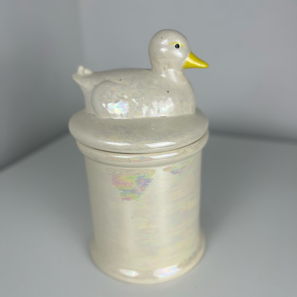 Vintage Iridescent Ceramic Duck Cookie Jar